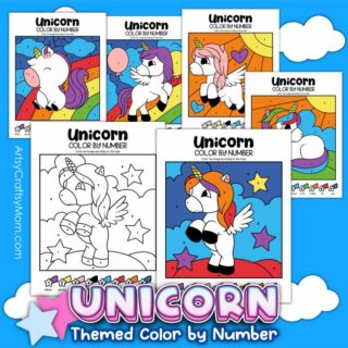 Unicorn Color By Number sheets