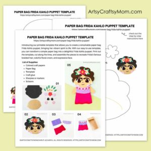 Paper Bag Frida Kahlo Puppet Template