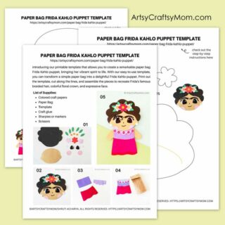 Frida Kahlo Paper Bag Puppet Template