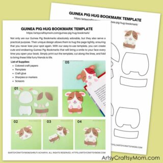 Guinea Pig Hug Bookmark Template