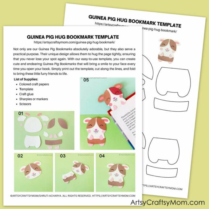 This guinea pig hug bookmark shows that guinea pigs aren't just great pets - they're also great reading companions for kids of all ages!