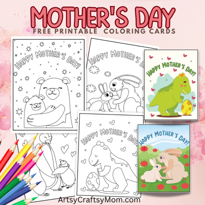 Mothers Day Coloring Cards