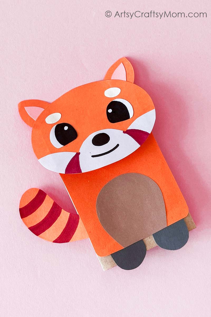 This Cute Paper Bag Red Panda Puppet is perfect for kids to learn more about endangered animals, especially for Endangered Species Day!