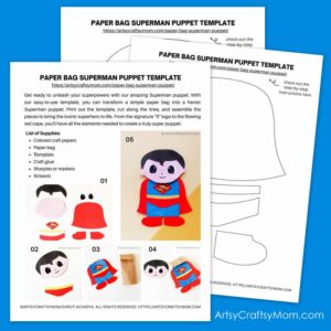 Paper Bag Superman Puppet Template