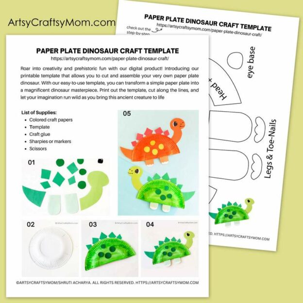 Cute and Easy Paper Plate Dinosaur Craft for Kids