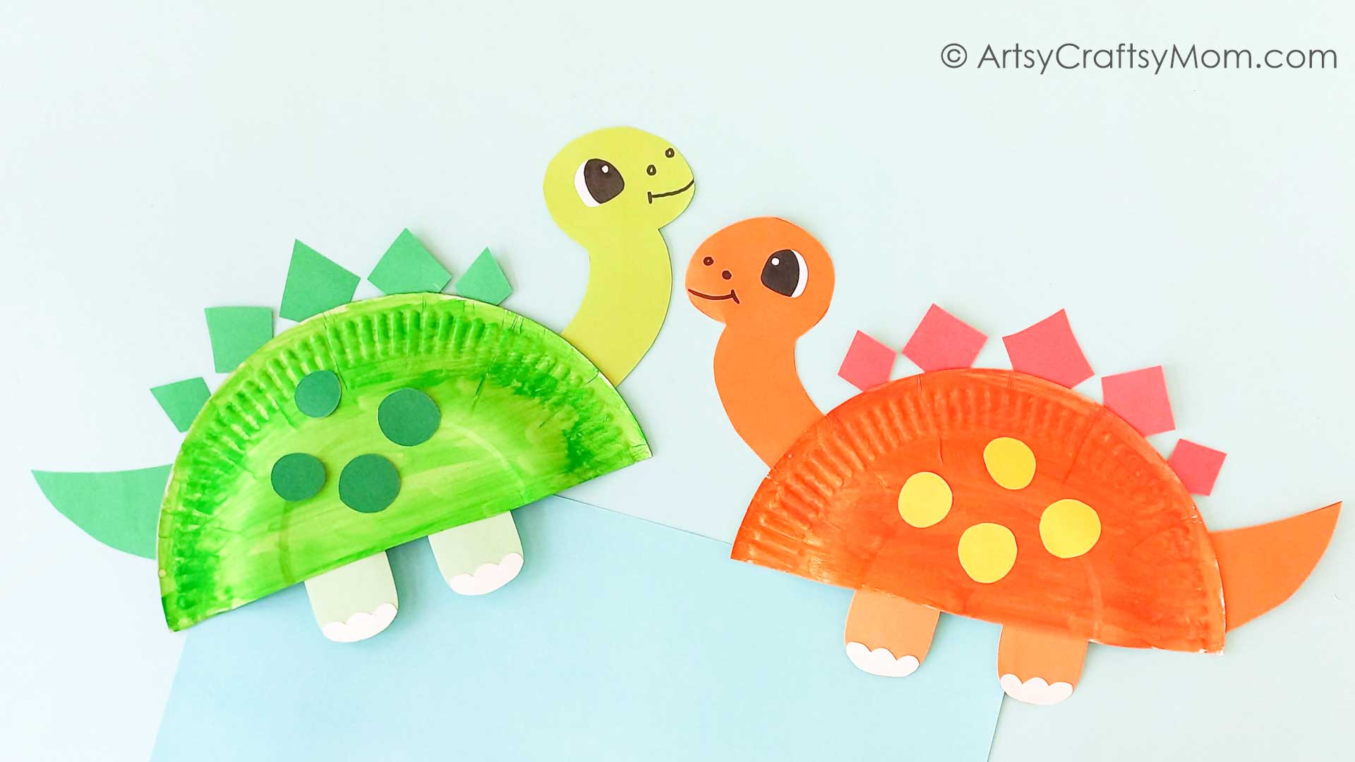 Cute Paper Plate Dinosaur Craft for Kids 13 This paper plate dinosaur craft is the perfect project for little dinosaur fans! All you need are basic craft supplies: craft paper, glue & a paper plate!