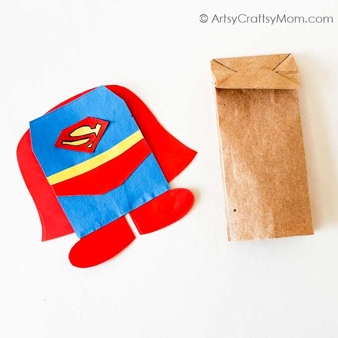 Here's an easy Paper Bag Superman Puppet Craft, perfect for kids to make on Superman Day or for their very own Superman on Father's Day!