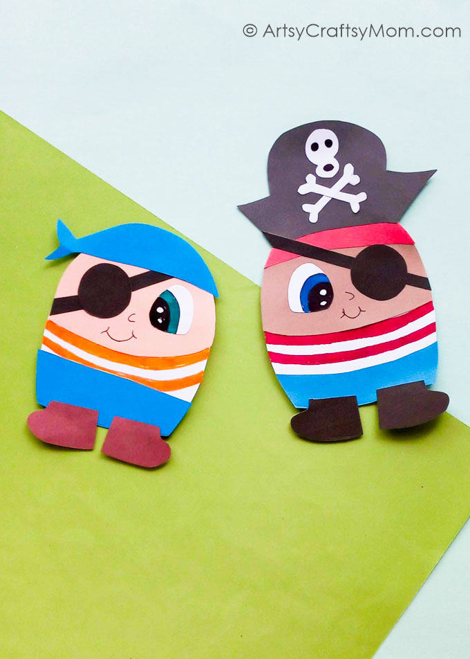 Cute and Playful Pirate Paper Craft for Kids 1 Aaargh!! This cute pirate paper craft will bring out your inner pirate - the fun kind, we hope! Easy craft for preschoolers and young kids.