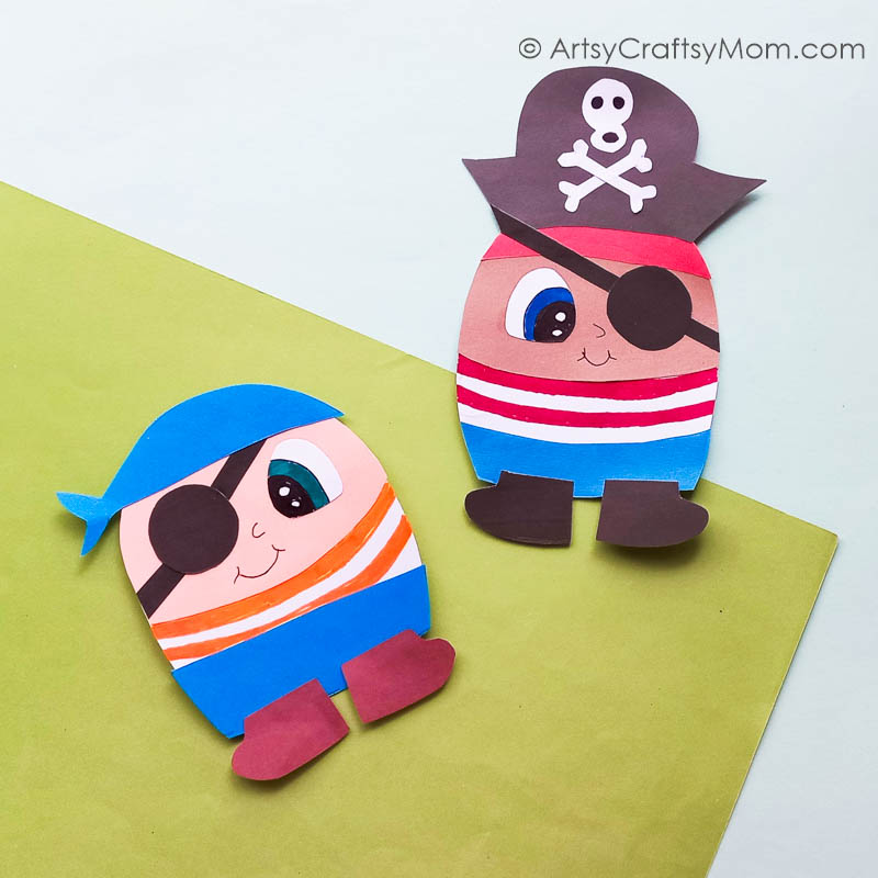 Cute and Playful Pirate Paper Craft for Kids 14 Aaargh!! This cute pirate paper craft will bring out your inner pirate - the fun kind, we hope! Easy craft for preschoolers and young kids.