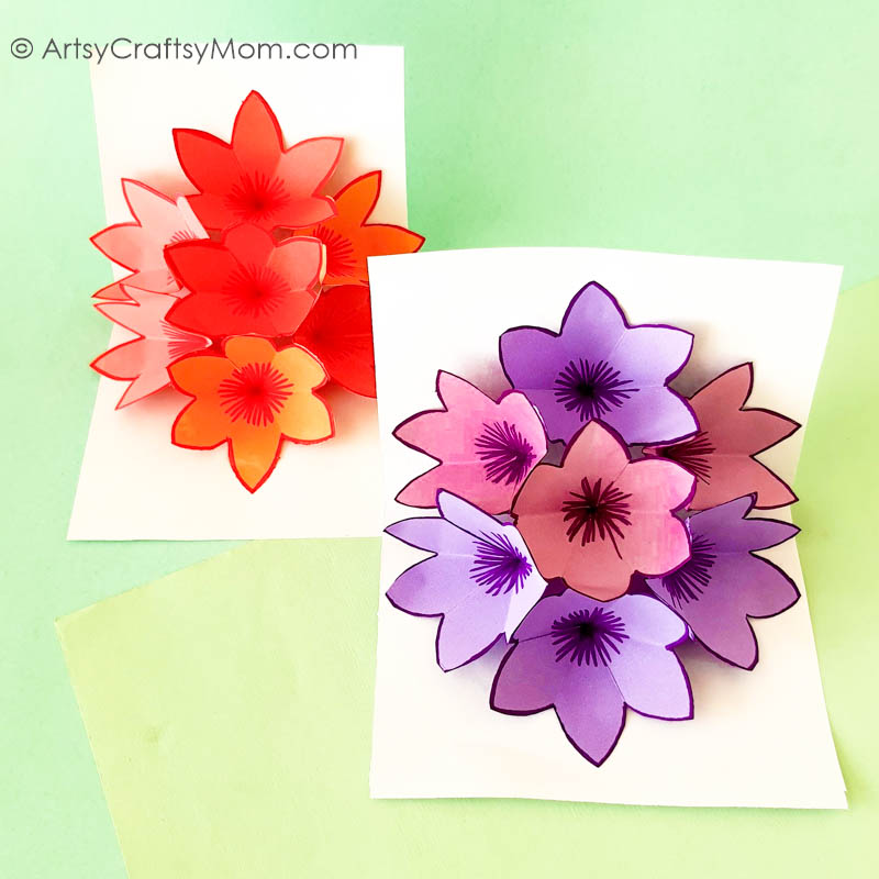 This gorgeous flower popup card is easy to make and is perfect for any occasion - birthdays, Mother's Day, Valentine's Day or just like that!