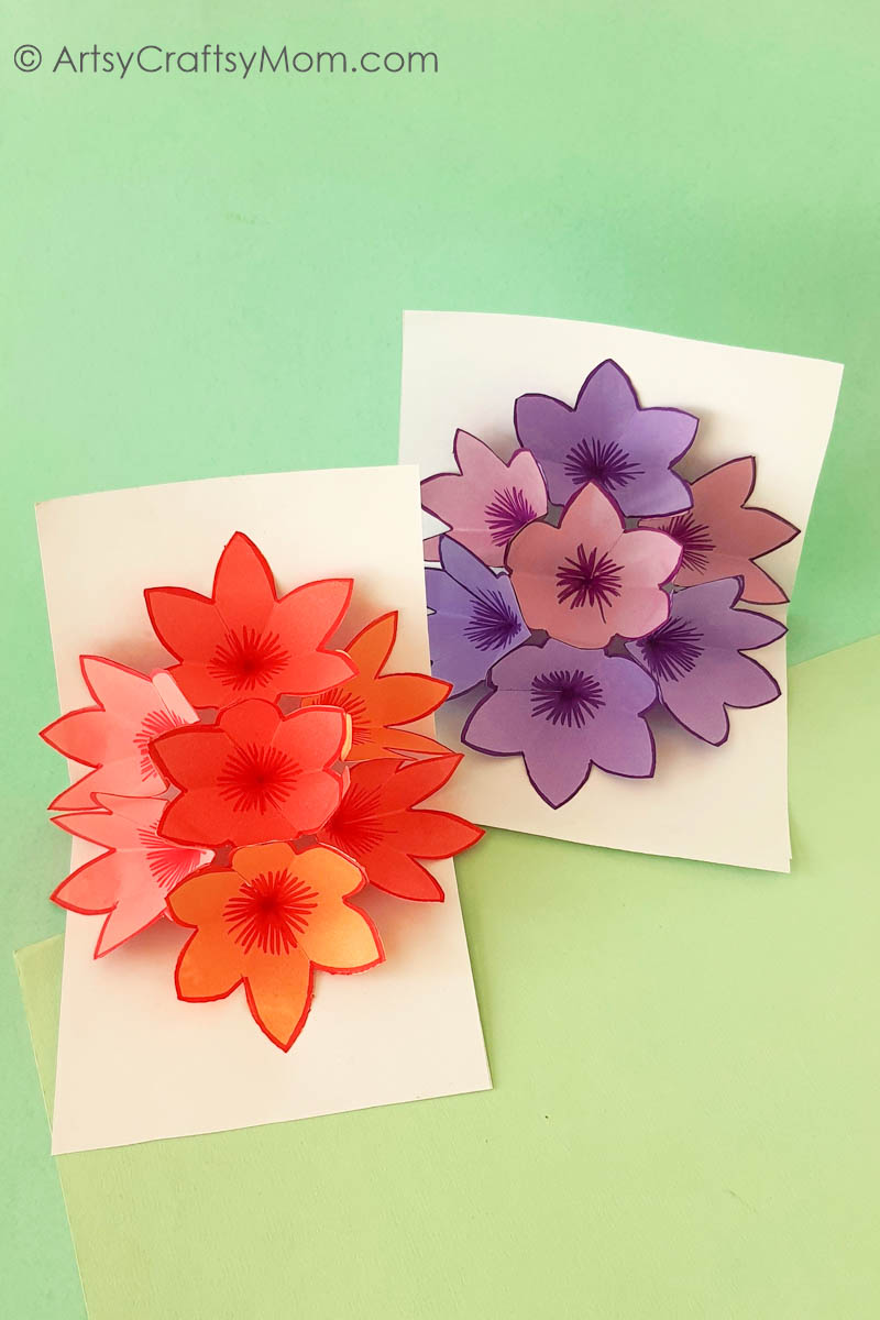 This gorgeous flower popup card is easy to make and is perfect for any occasion - birthdays, Mother's Day, Valentine's Day or just like that!