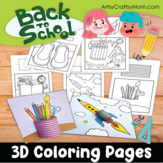 Printable - Back To School 3D Coloring Pages