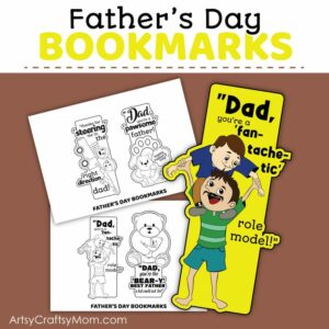 Father's Day Themed Coloring Bookmarks for Kids