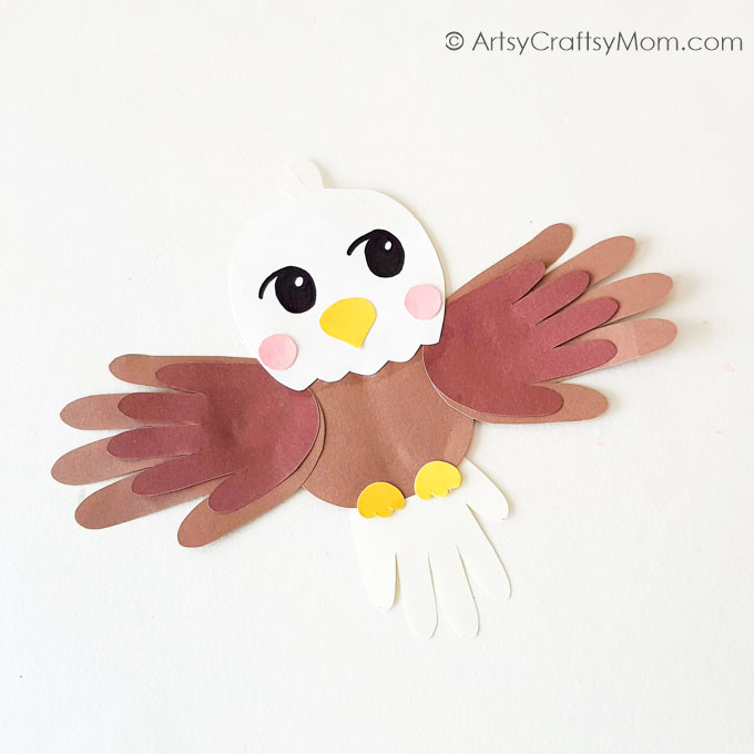 This American Eagle Handprint Craft is a cute little festive keepsake for kids to make! Perfect for American Bald Eagle Day or the Fourth of July.