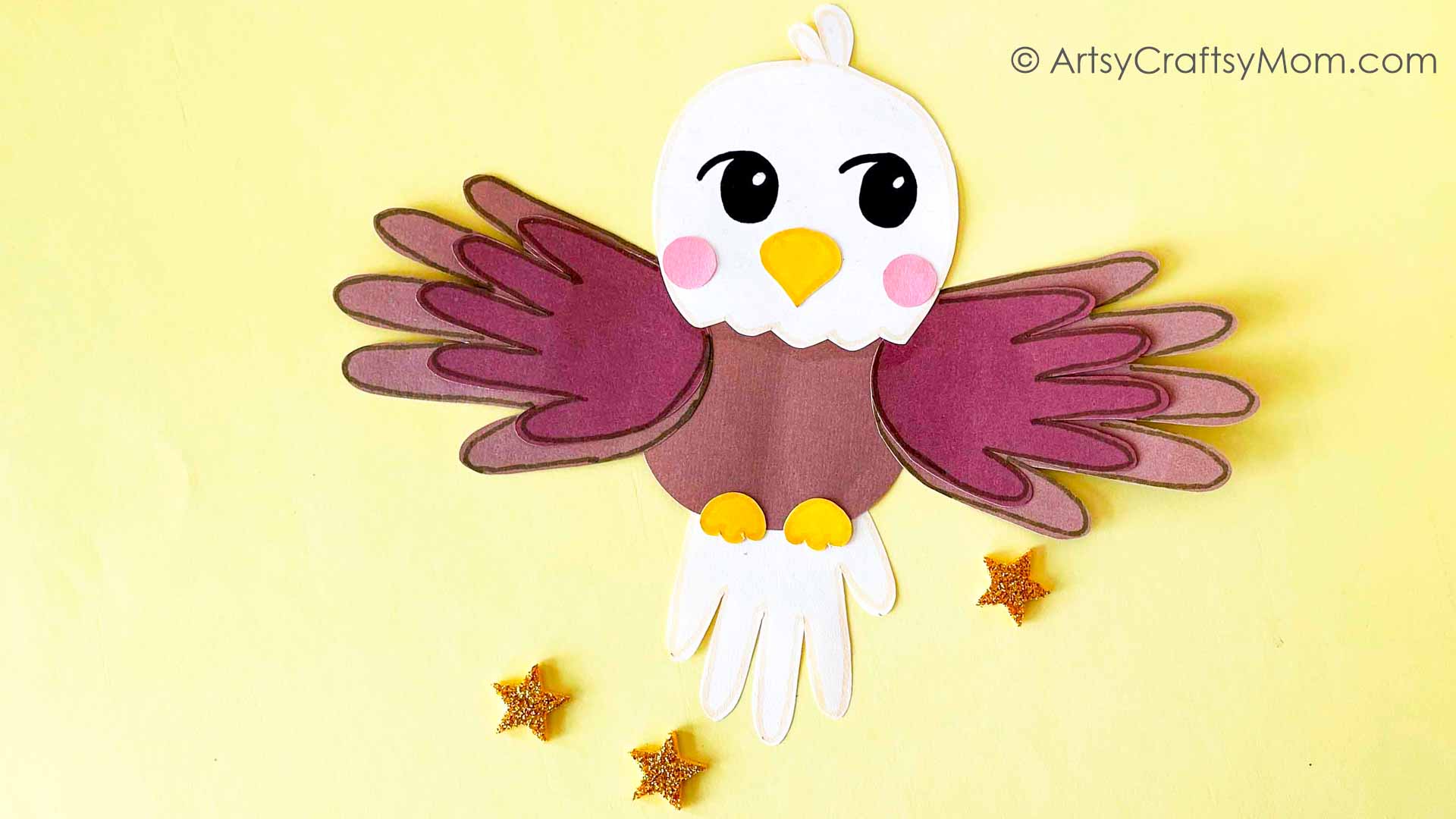 This American Eagle Handprint Craft is a cute little festive keepsake for kids to make! Perfect for American Bald Eagle Day or the Fourth of July.