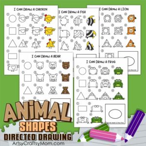 Animals Shapes Directed Drawing Guide for Kids