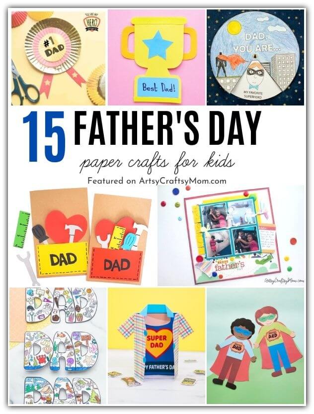 Paper is all you need for these Father's Day Paper Crafts for Kids! Easy and doable suggestions for last-minute Father's Day ideas!