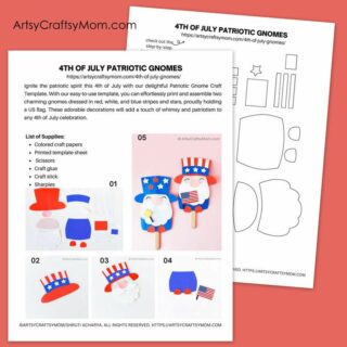 4th of July Gnome Craft Template
