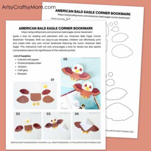 AMERICAN BALD EAGLE CORNER BOOKMARK TEMPLATE