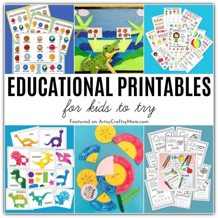 Keep kids busy with these fun educational printables! From numbers, shapes, and alphabets to artists, countries & fossils, there's something for all ages!