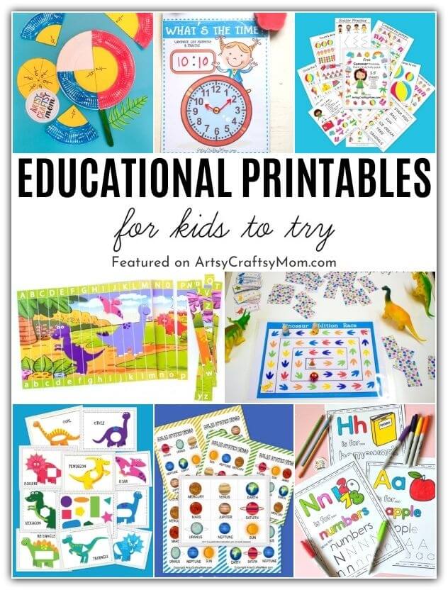 Keep kids busy with these fun educational printables! From numbers, shapes, and alphabets to artists, countries & fossils, there's something for all ages!