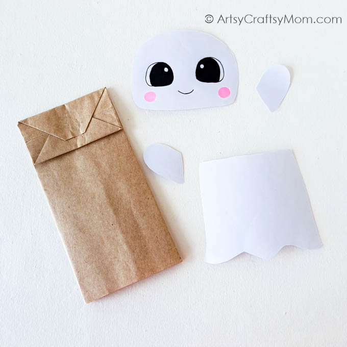 Paper Bag Ghost Puppet 4