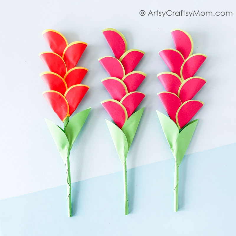 You'll love this gorgeous paper circle Heliconia craft, and will be thrilled by how easy it is to make with basic supplies like colored craft paper!