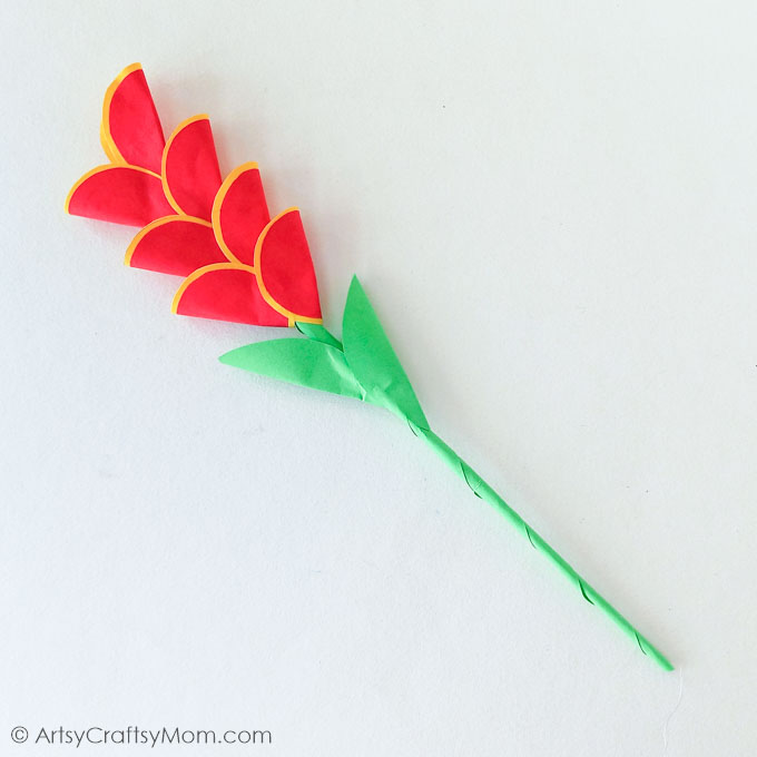 You'll love this gorgeous paper circle Heliconia craft and will be thrilled by how easy it is to make with basic supplies like colored craft paper!