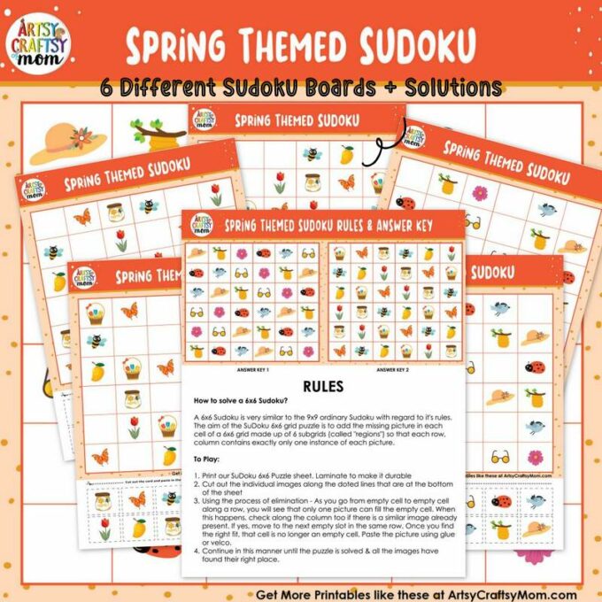 10 Sensational Sudoku Printables for Kids 5 Spring Themed Sudoku 1