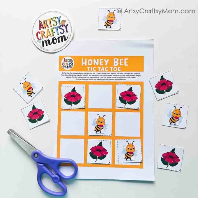 20 Colorful Spring Printables for Kids 8 Tic Tac Toe Bee