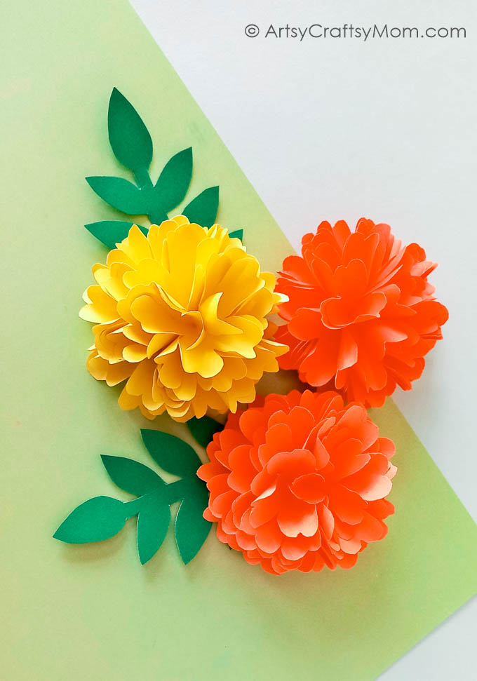 Pretty Paper Marigold Craft for Kids 1 paper marigold FT 1