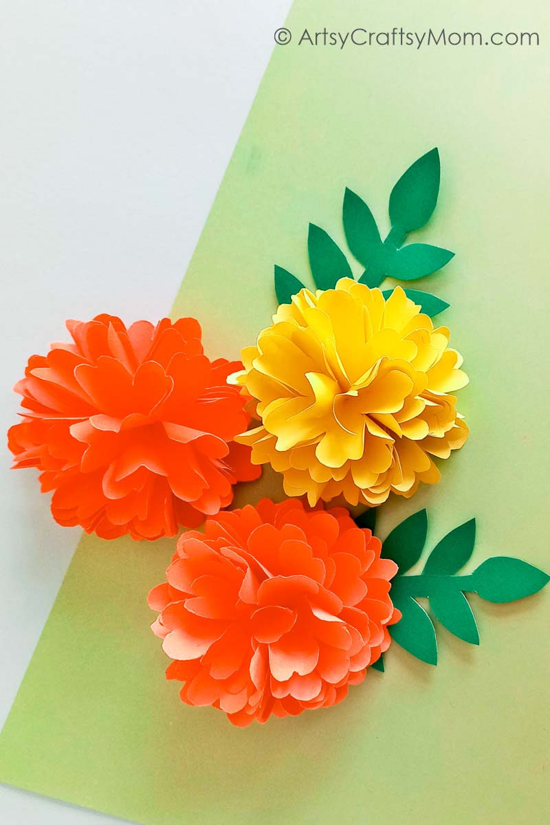 Pretty Paper Marigold Craft for Kids 17 paper marigold Pin 1