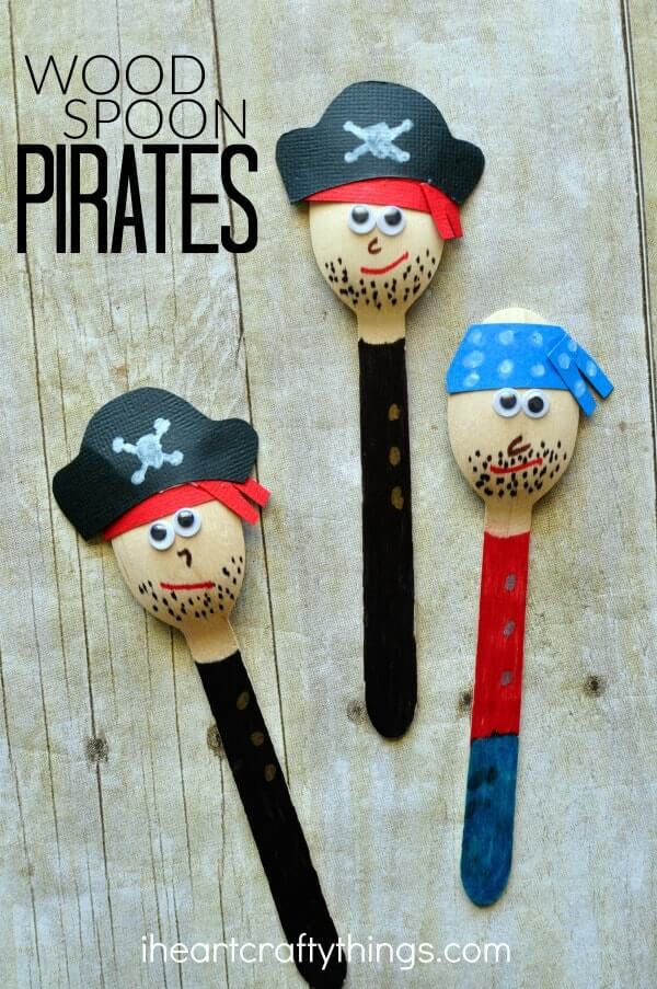 Get busy with these pirate crafts for kids, for International Talk Like a Pirate Day! Make crafts with paper plates, cardboard tubes and more!