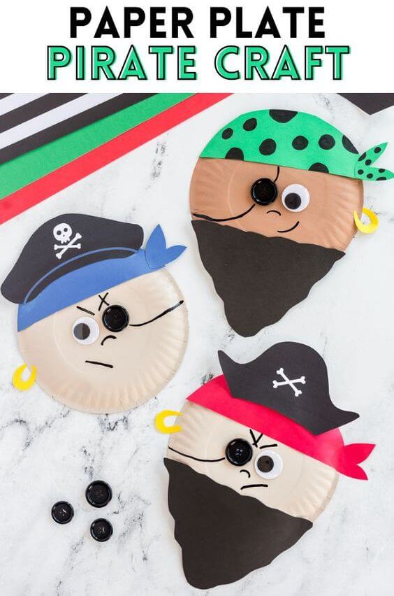 Get busy with these pirate crafts for kids, for International Talk Like a Pirate Day! Make crafts with paper plates, cardboard tubes and more!