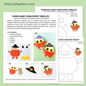 Paper Bag Candy Corn Puppet Template