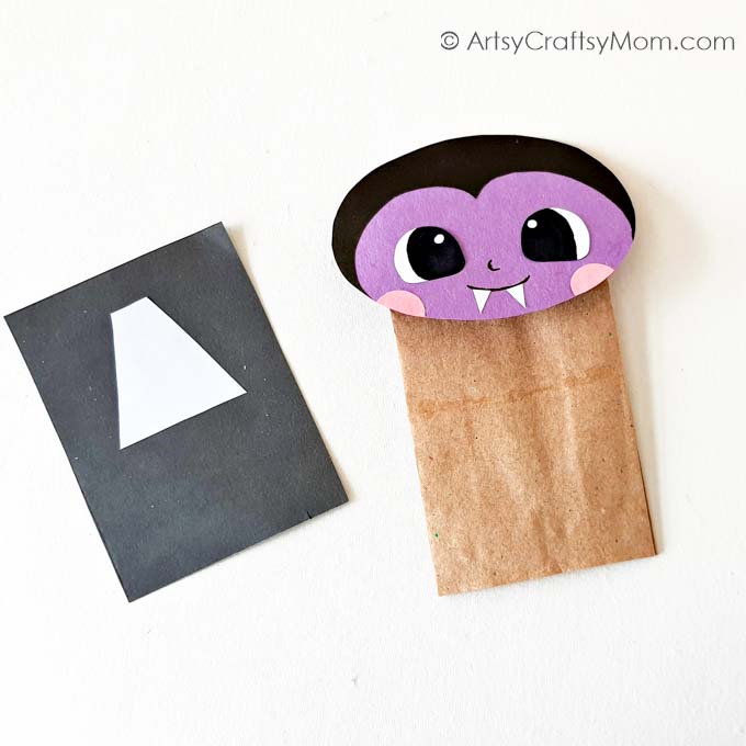 This Adorable Paper Bag Dracula Puppet Craft is a great addition to your collection of Halloween bookmarks to perk up your reading this season!