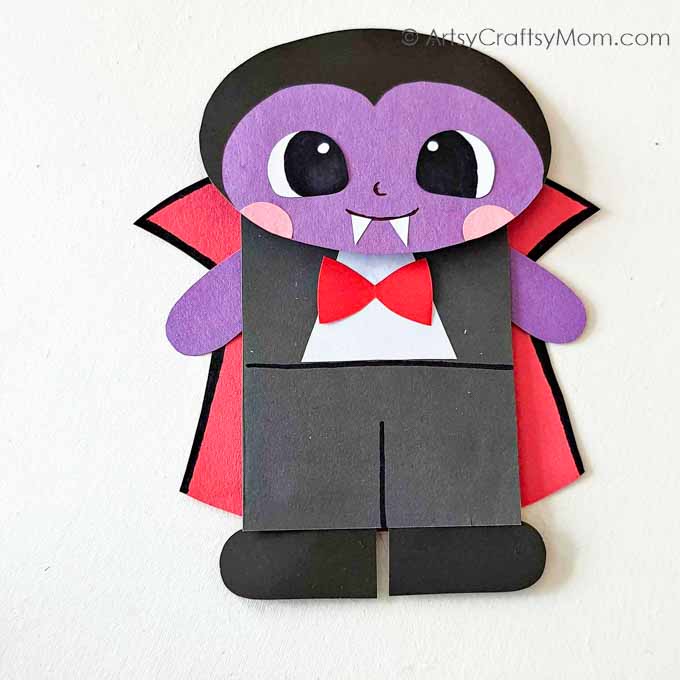 This Adorable Paper Bag Dracula Puppet Craft is a great addition to your collection of Halloween bookmarks to perk up your reading this season!