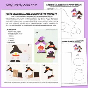 Paper Bag Halloween Gnome Puppet Template