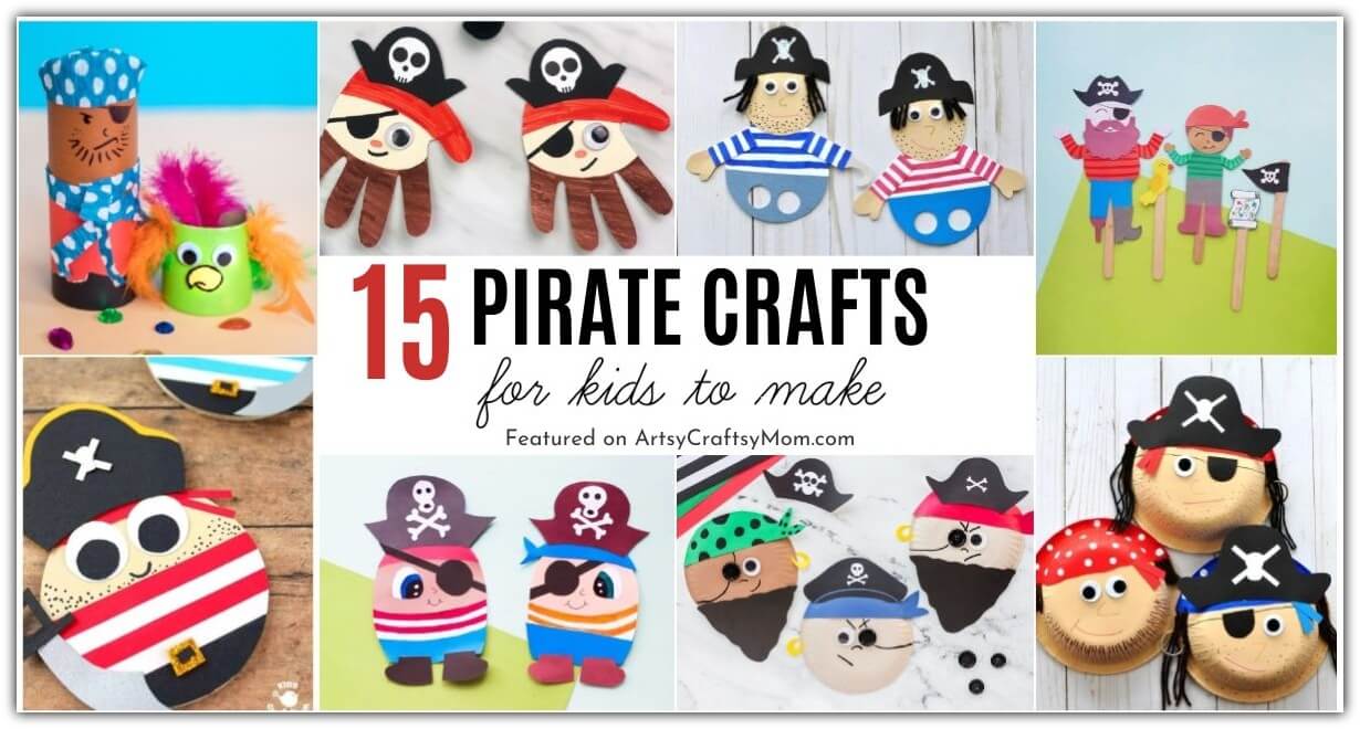 Get busy with these pirate crafts for kids, for International Talk Like a Pirate Day! Make crafts with paper plates, cardboard tubes and more!