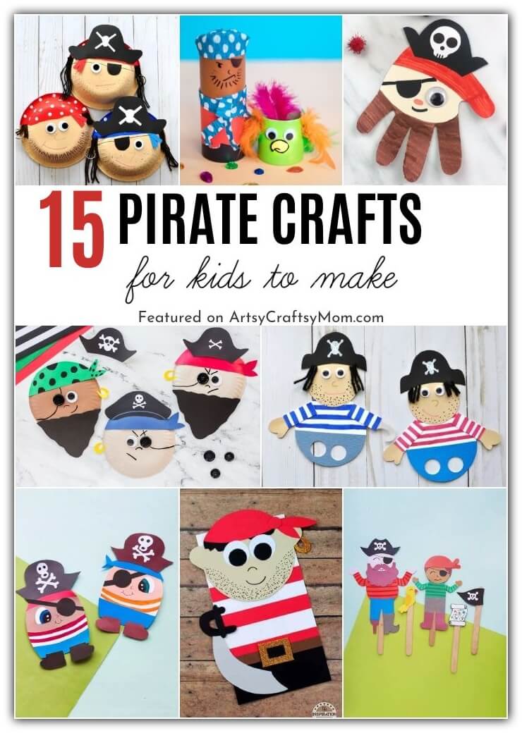 Get busy with these pirate crafts for kids, for International Talk Like a Pirate Day! Make crafts with paper plates, cardboard tubes and more!