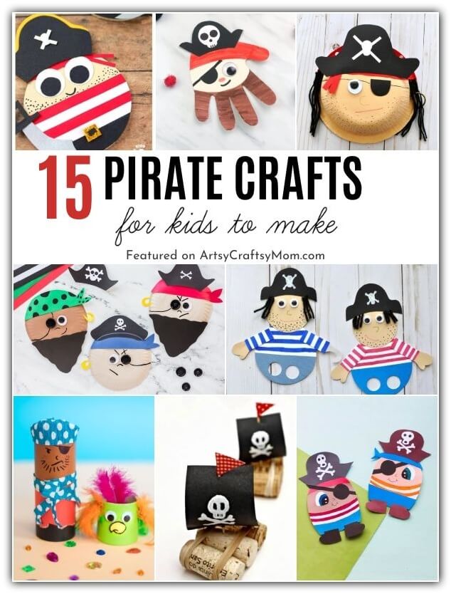 Get busy with these pirate crafts for kids, for International Talk Like a Pirate Day! Make crafts with paper plates, cardboard tubes and more!
