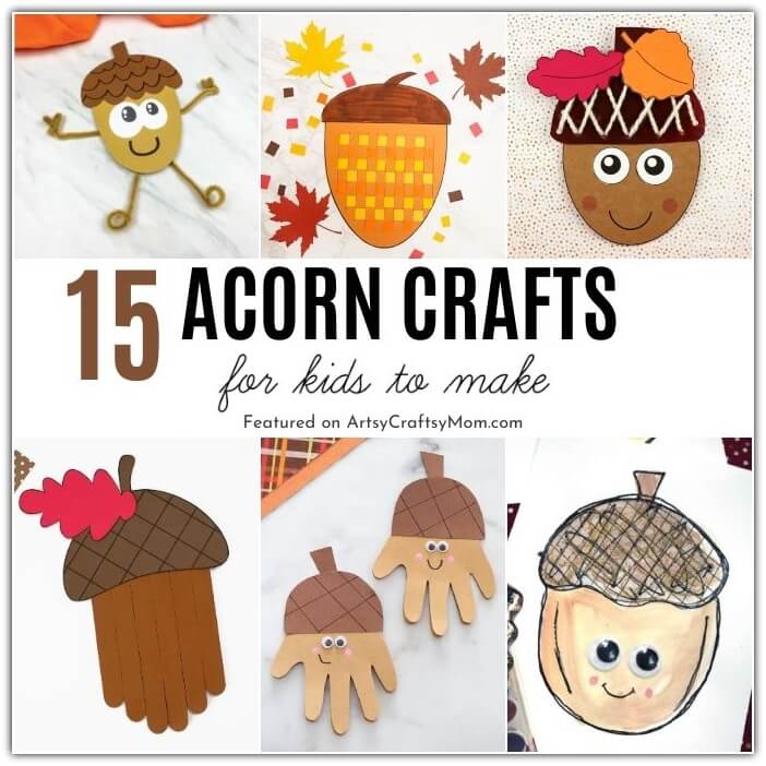Get ready for Fall with these amazing acorn crafts for kids! Make acorns out of paper plates, craft sticks, pipe cleaners and your own handprints!