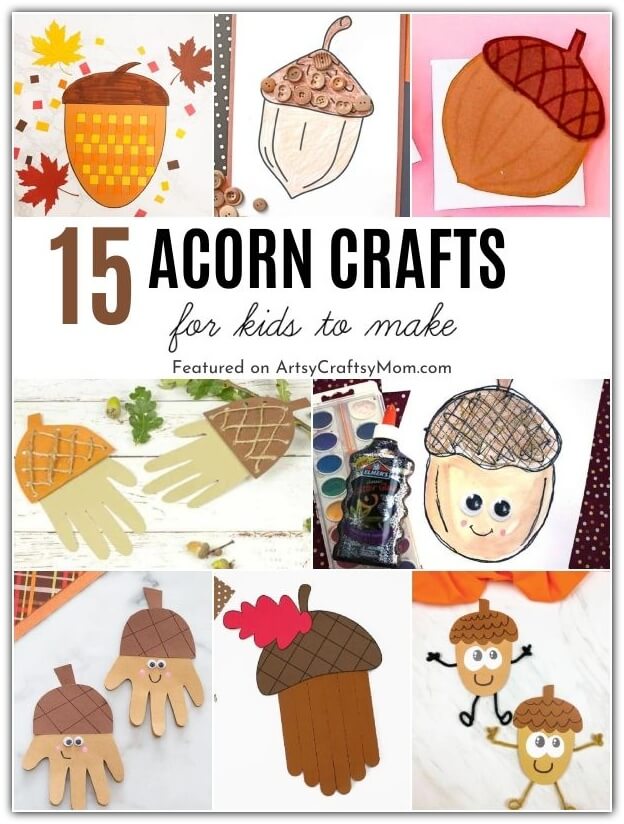Get ready for Fall with these amazing acorn crafts for kids! Make acorns out of paper plates, craft sticks, pipe cleaners and your own handprints!