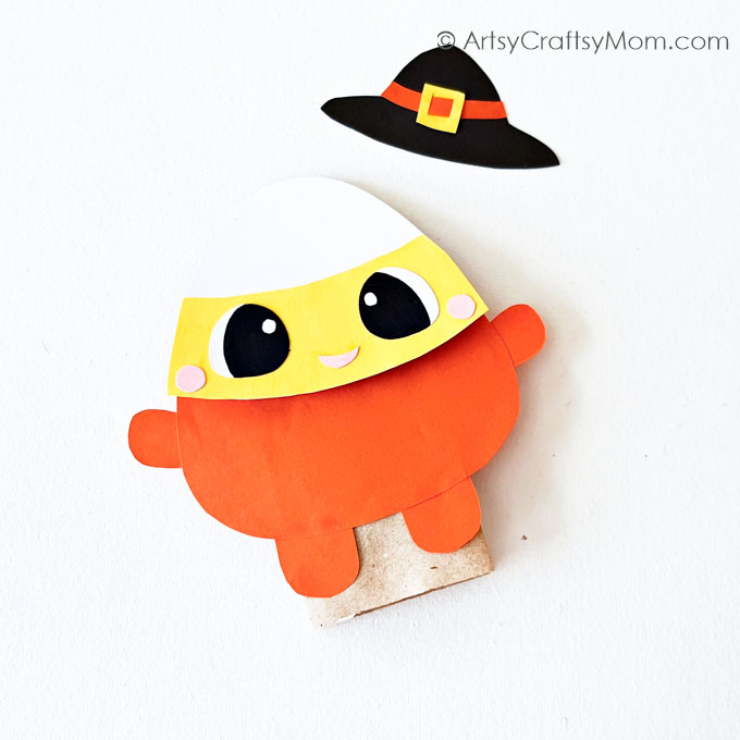 This cute little Paper Bag Candy Corn Puppet Craft is just what you need to add some color to your Halloween puppet show; & they're easy to make!