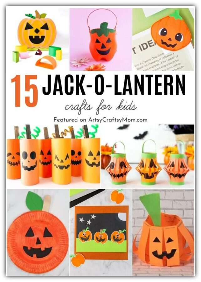 Get set for Halloween with these fun Jack-o-Lantern Crafts! From paper plates to mason jars to craft sticks, you can use all kinds of supplies!