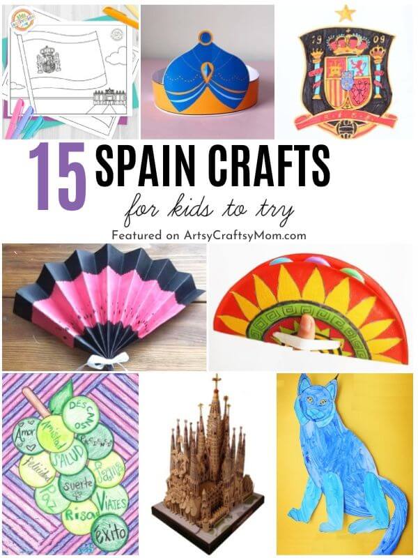 These colorful Spain crafts for kids are perfect for the National Day of Spain on October 12th! Let's celebrate Spain's wildlife, dance & yes, football!