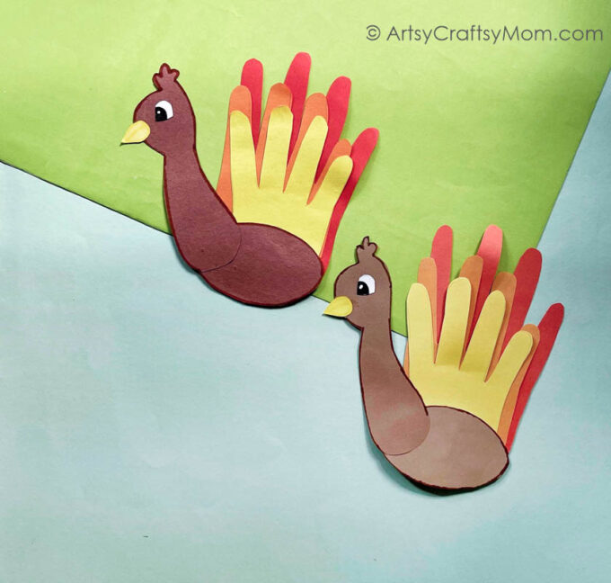 Adorable Handprint Turkey Craft for Kids 9 This Handprint Turkey Craft is the perfect option for young kids to stay busy this Thanksgiving! Great idea for toddlers and preschoolers to try.