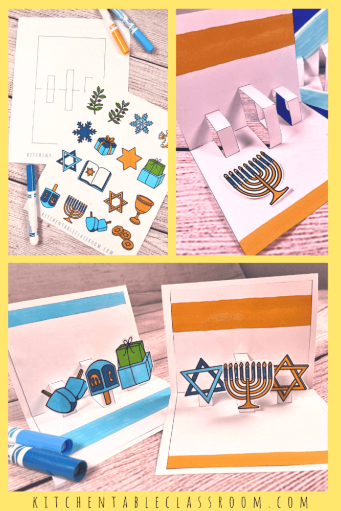 These DIY Hanukkah Cards are easy enough for kids to make this festive season, and gift to their loved ones! Features menorahs, dreidels & more!