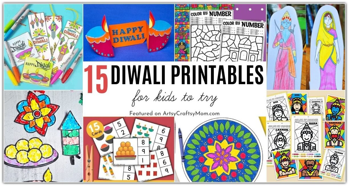 Here are 15 Diwali Printables for Kids to help you have a dazzling Diwali this year! Includes cards, decor and lots of activity sheets for our little ones!