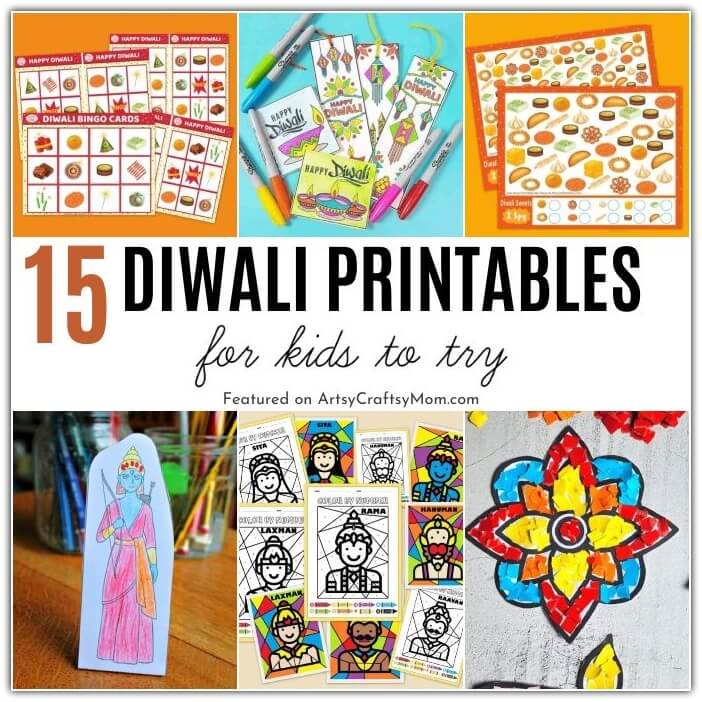 Here are 15 Diwali Printables for Kids to help you have a dazzling Diwali this year! Includes cards, decor and lots of activity sheets for our little ones!
